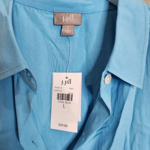 NWT J. Jill Womens Tidal Blue Button Up Shirt - Picture 3 of 6